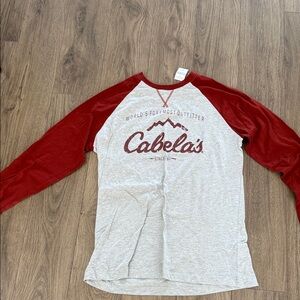 Cabela's Red and Gray Long Sleeve Tee